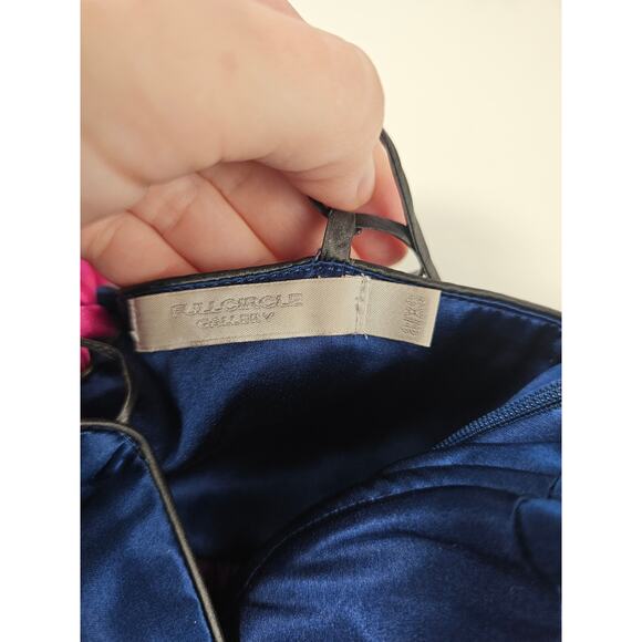 Full circle 100 % silk corset style fuchsia dress side zip midi flirty EUC 8/XS - Picture 6 of 9